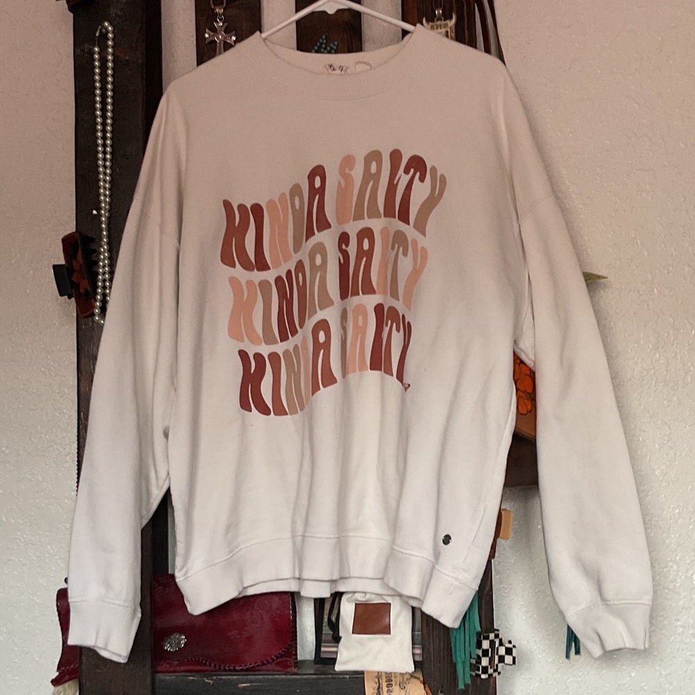 Roxy Cream and Brown Graphic Sweater